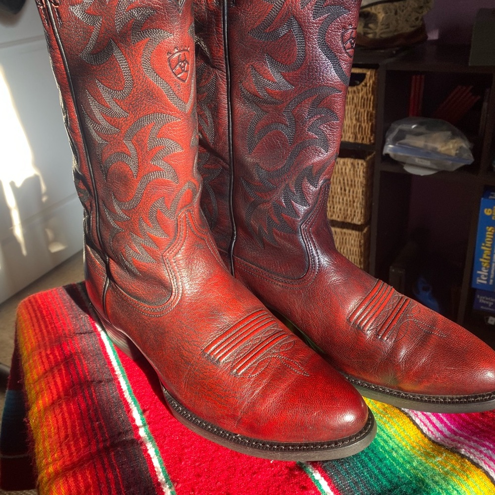 Ariat Red and Black Leather Boots